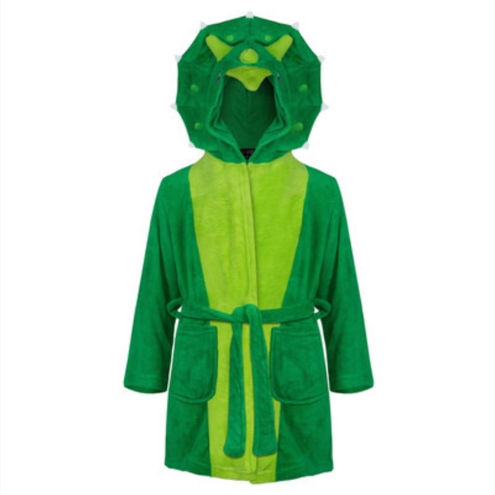 Green Dinosaur Hooded Bathrobe